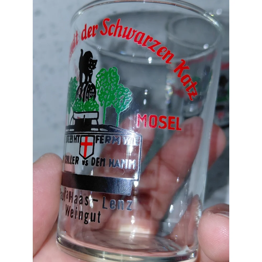 Set of 2 German Paul Haas Weinstadt de Schwarzan Shot Wine Glasses Vintage 1970s